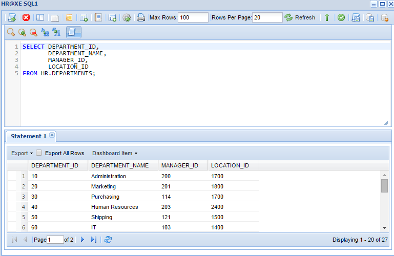 Oracle Database Management System WebBased Oracle Tool