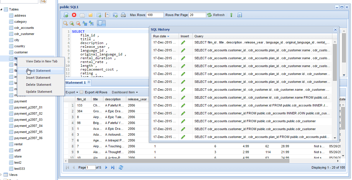 PostgreSQL Web Client PostgreSQL Reporting Tools DBHawk
