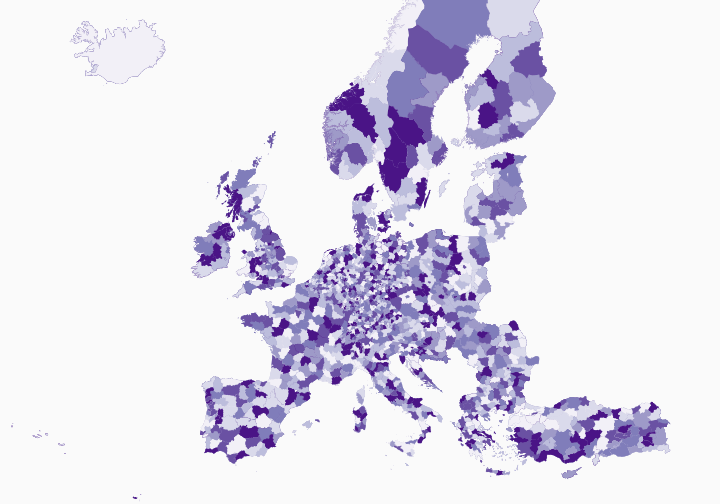 Map of Europe NUTS 2006 (Cutout) Data Visualisation