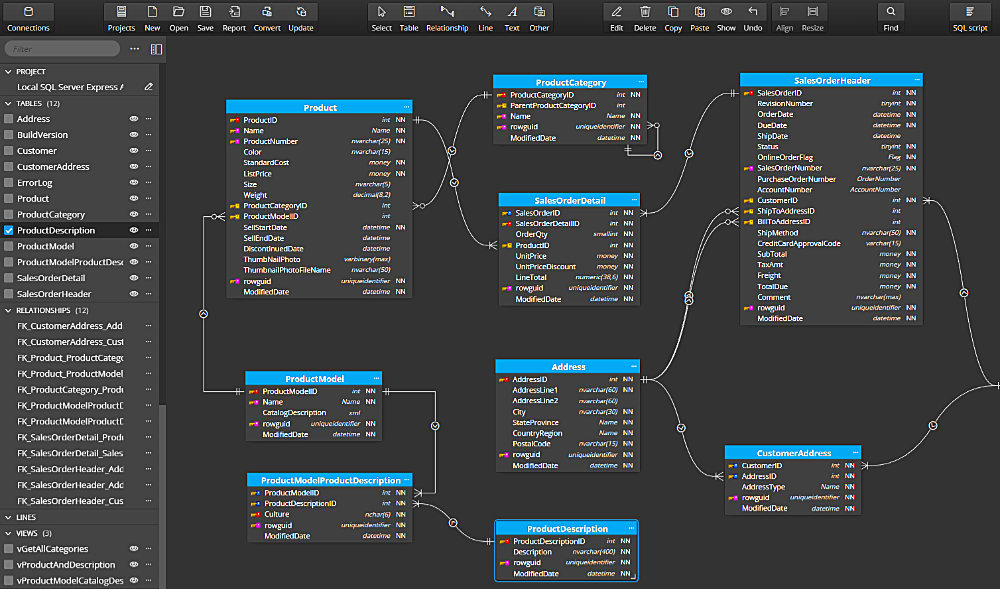 How to create ER Diagram from SQL Server Express Edition