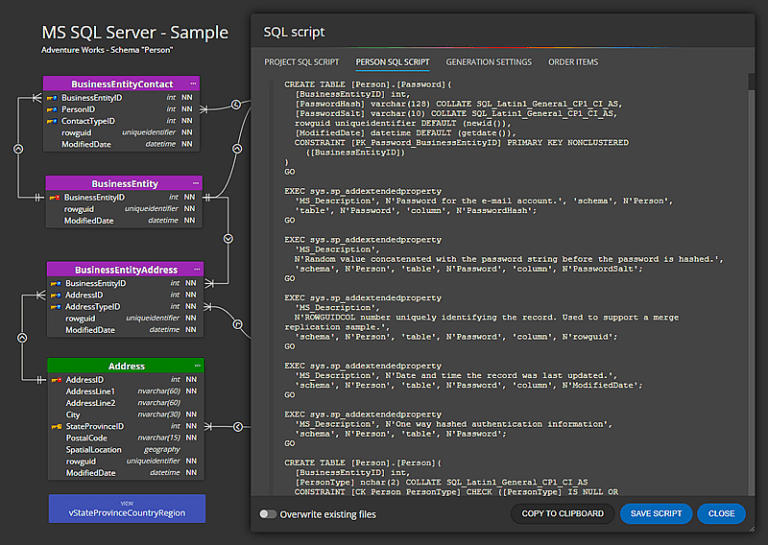 How to generate SQL script for SQL Server | Luna Modeler
