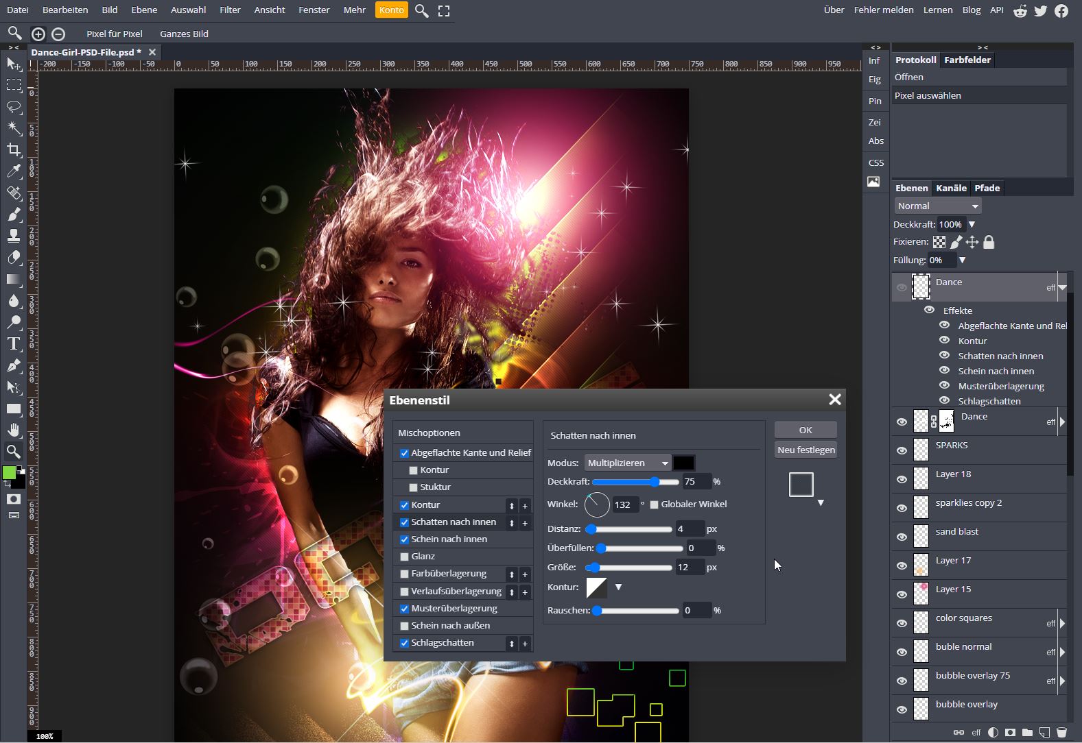 im Browser Photopea! Datistics