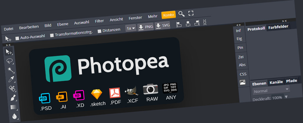 im Browser Photopea! Datistics