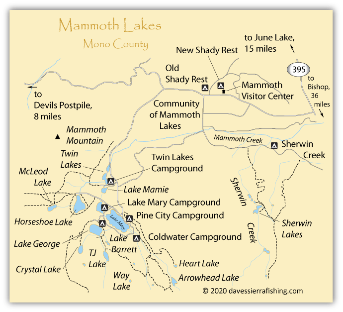 Mammoth Lakes Fishing Map Eastern Sierra Fishing Maps
