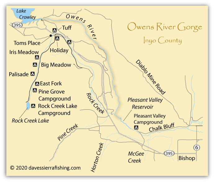 Owens River Fishing Map Eastern Sierra Fishing Maps