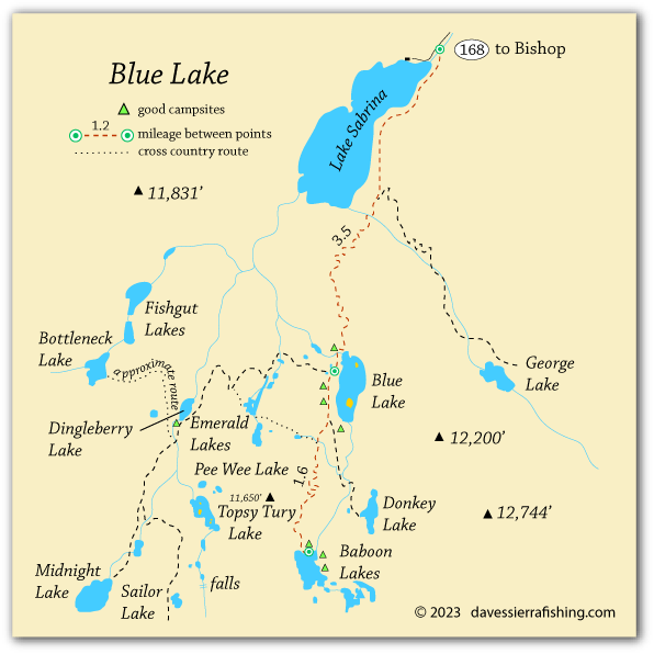 Blue Lake Map Dave's Sierra Fishing