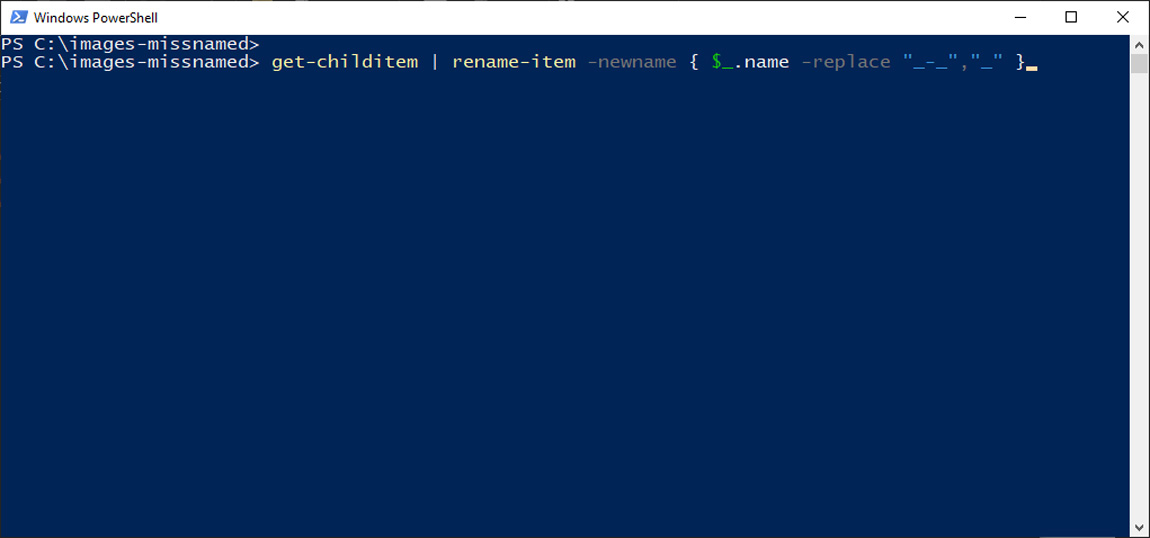 Using Windows Powershell to rename multiple files
