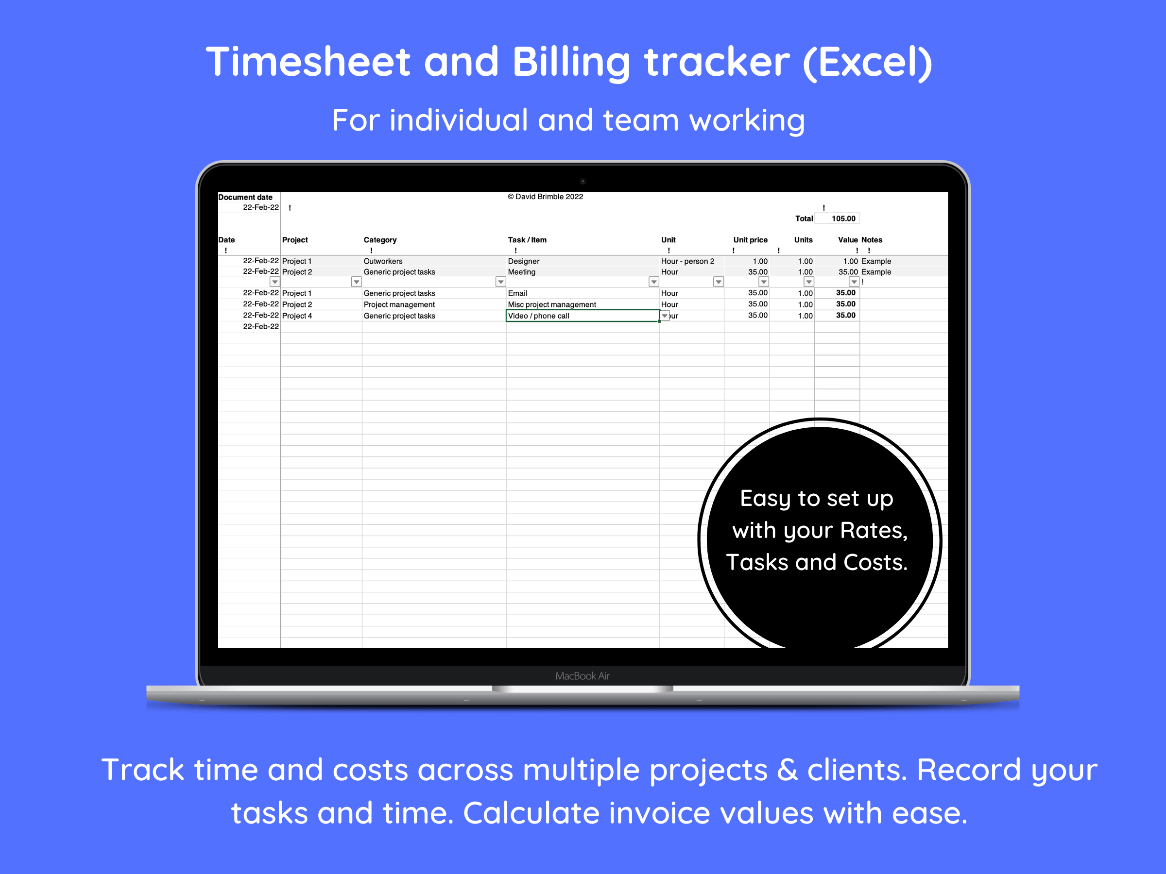 Timesheet Spreadsheet for freelancers and teams