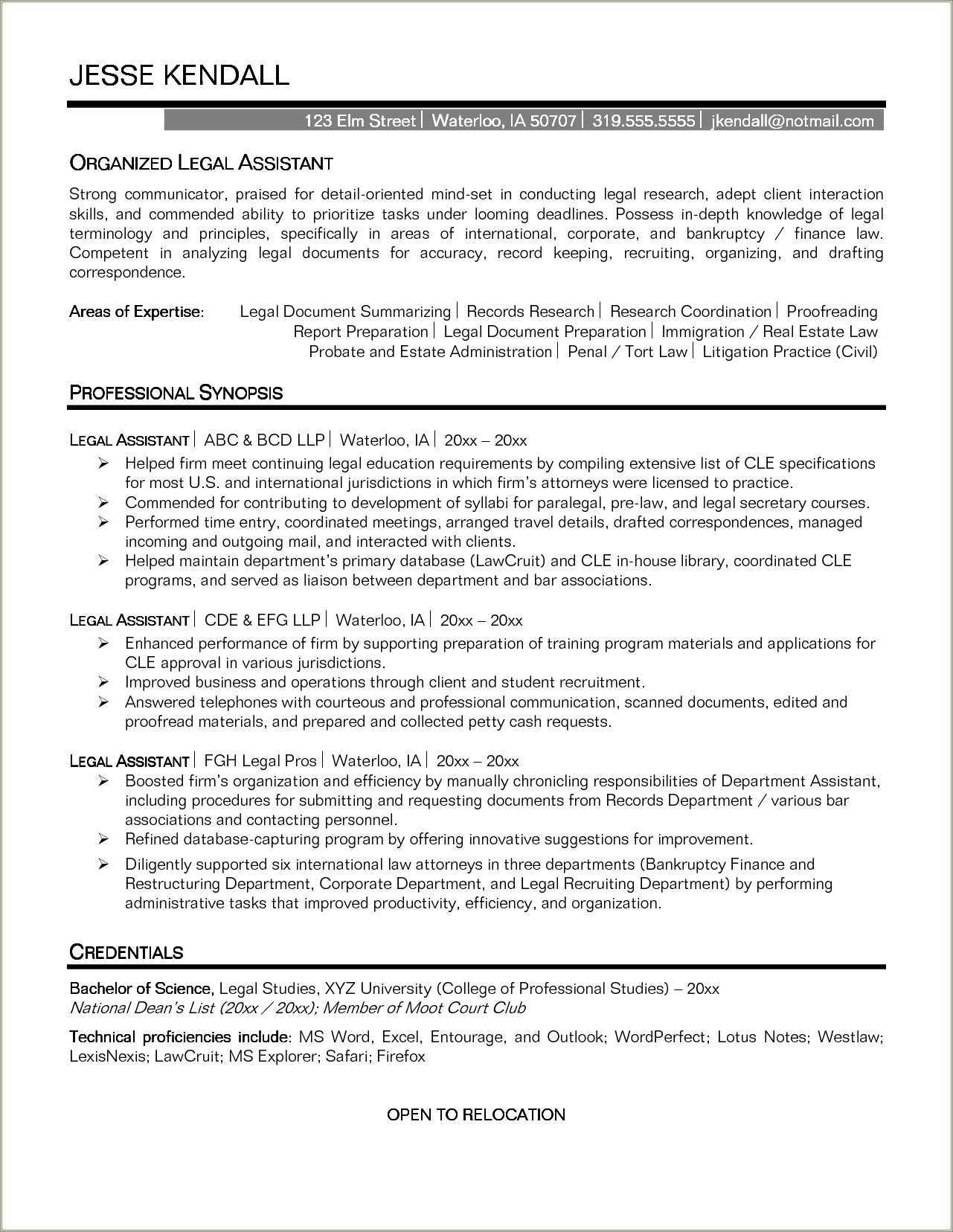 Best Legal Assistant Resume Objective Resume Example Gallery