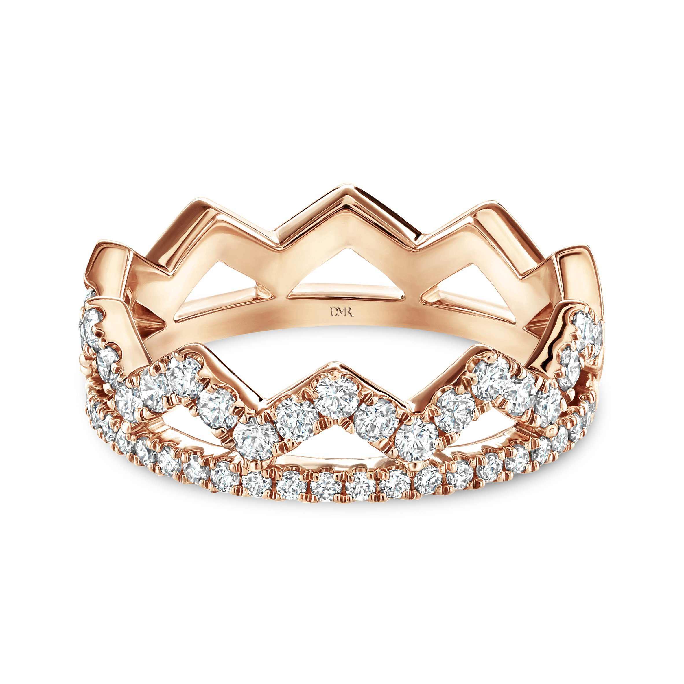 Crown Rose Gold Diamond Stacking Ring David M Robinson