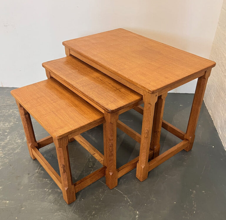 Robert Mouseman Thompson Oak Nest of Tables David Siddall Antiques