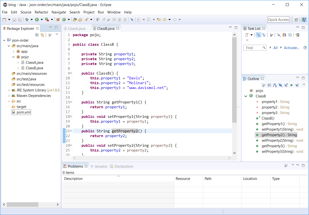 Jackson JSON using JsonPropertyOrder annotation to define properties