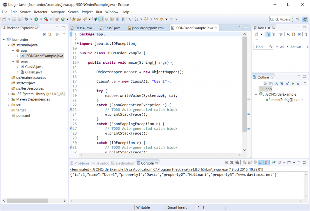 Jackson JSON using JsonPropertyOrder annotation to define properties serialization order