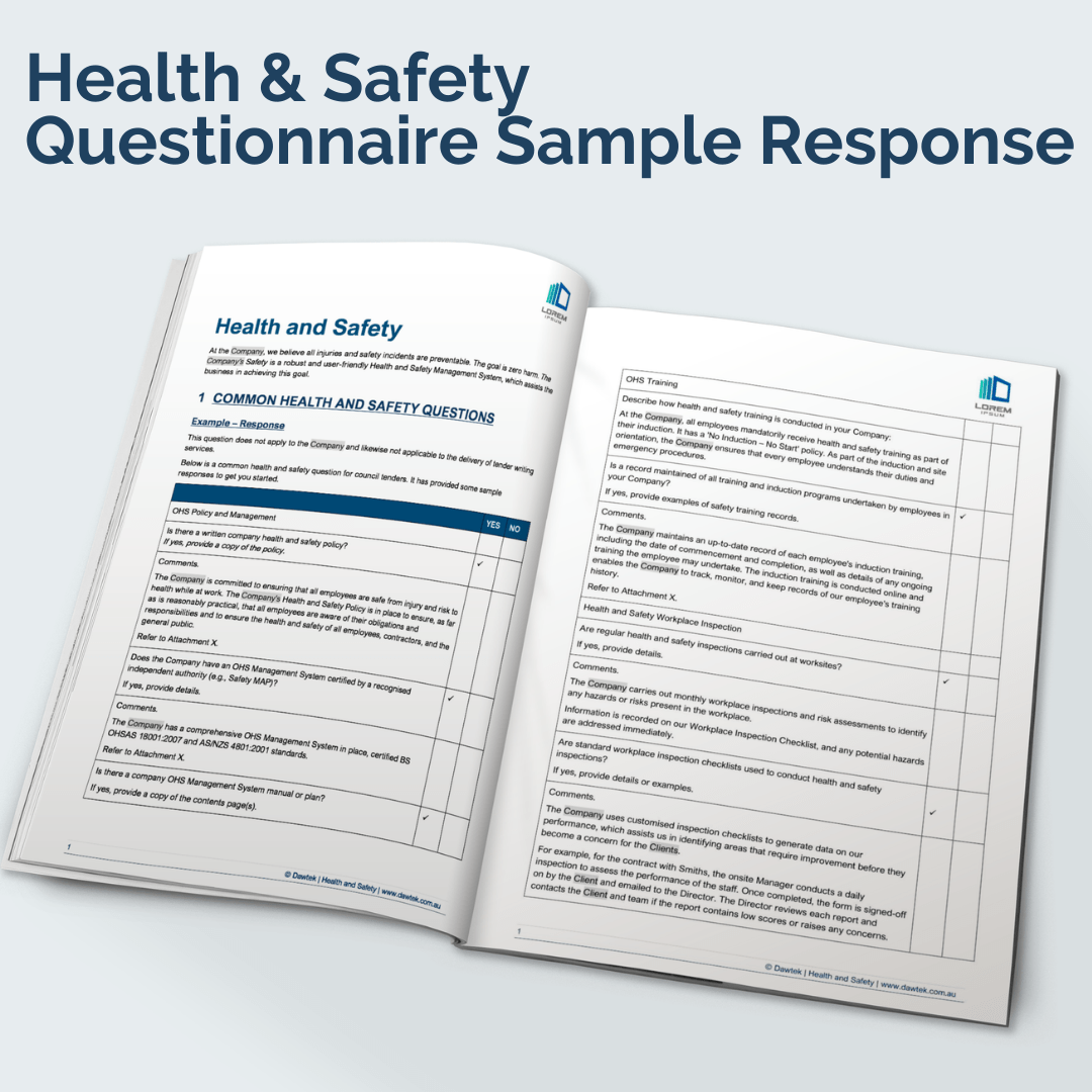 Health & Safety Questionnaire Template Sample Response Dawtek
