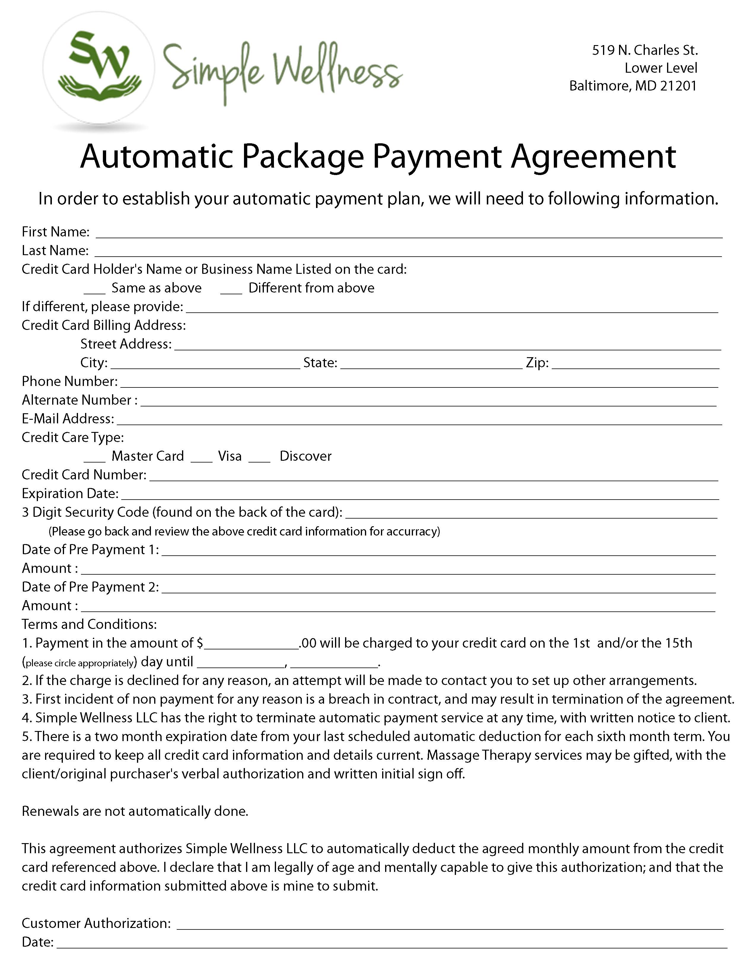 Automatic Payment Plan