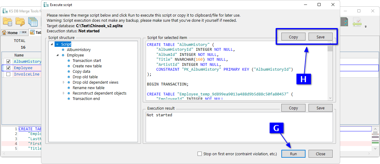 ᵏˢ DBMT for SQLite Use Cases Merge table schema
