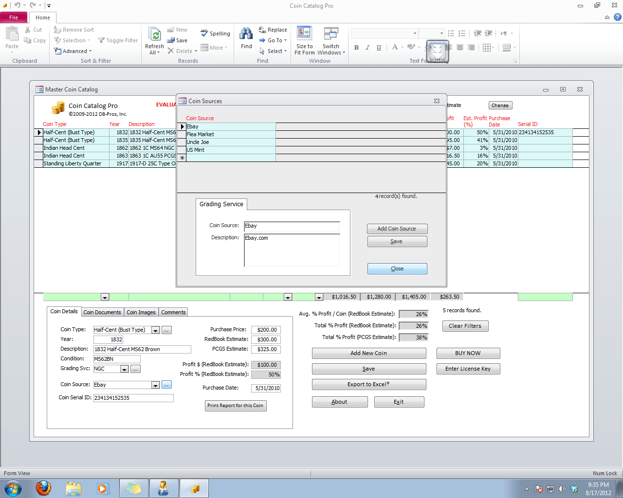 Coin Collecting Software, Coin Catalog Pro™ Coin