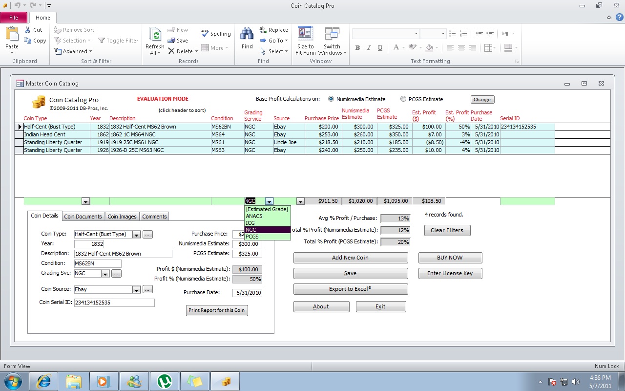 Coin Collecting Software, Coin Catalog Pro™ Coin