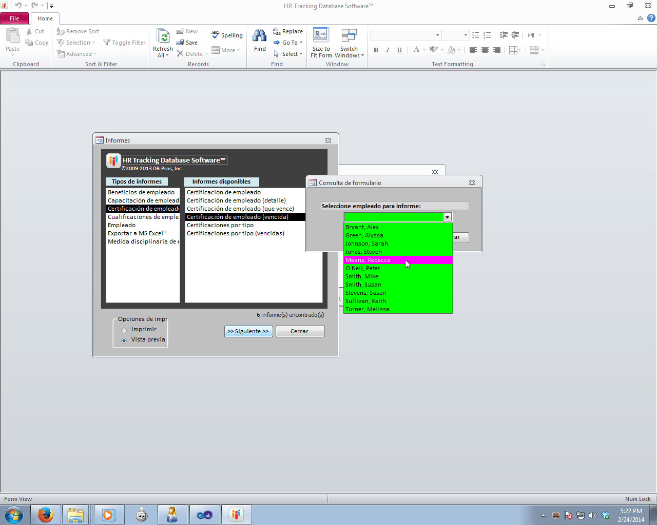 DBPros RH Software Base de Datos de Recursos Humanos Imágenes