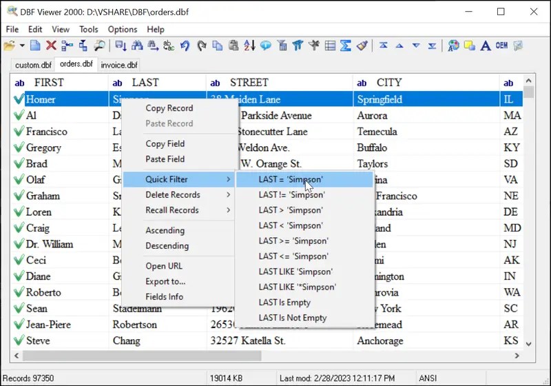 DBF Viewer, DBF Editor and dbf file manager
