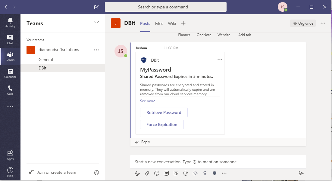 DBit Password Manager Solutions Tutorials for Microsoft Teams