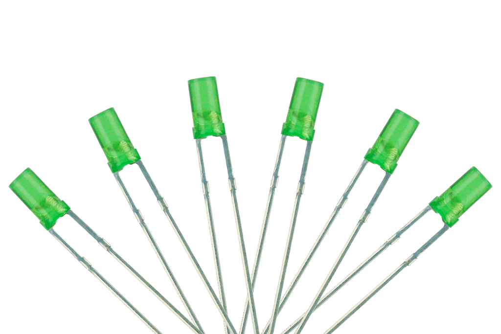 Flat Front Type 6x 3mm (w/Resistors) Signal Green.