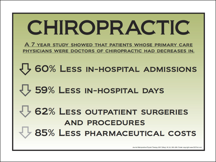 Chiropractic Cost Benefits Poster 18 x 24