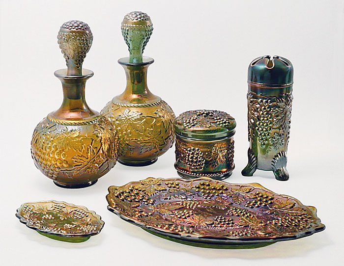 Grape and Cable dresser sets. The sets include two cologne bottles, a