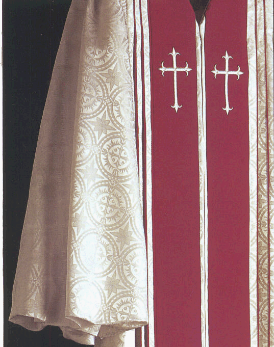 H52 DAMASCENE PULPIT ROBE (White)(with free ground shipping)