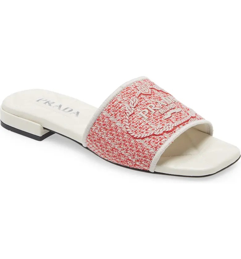Sale on Prada Logo Jacquard Slide Sandal