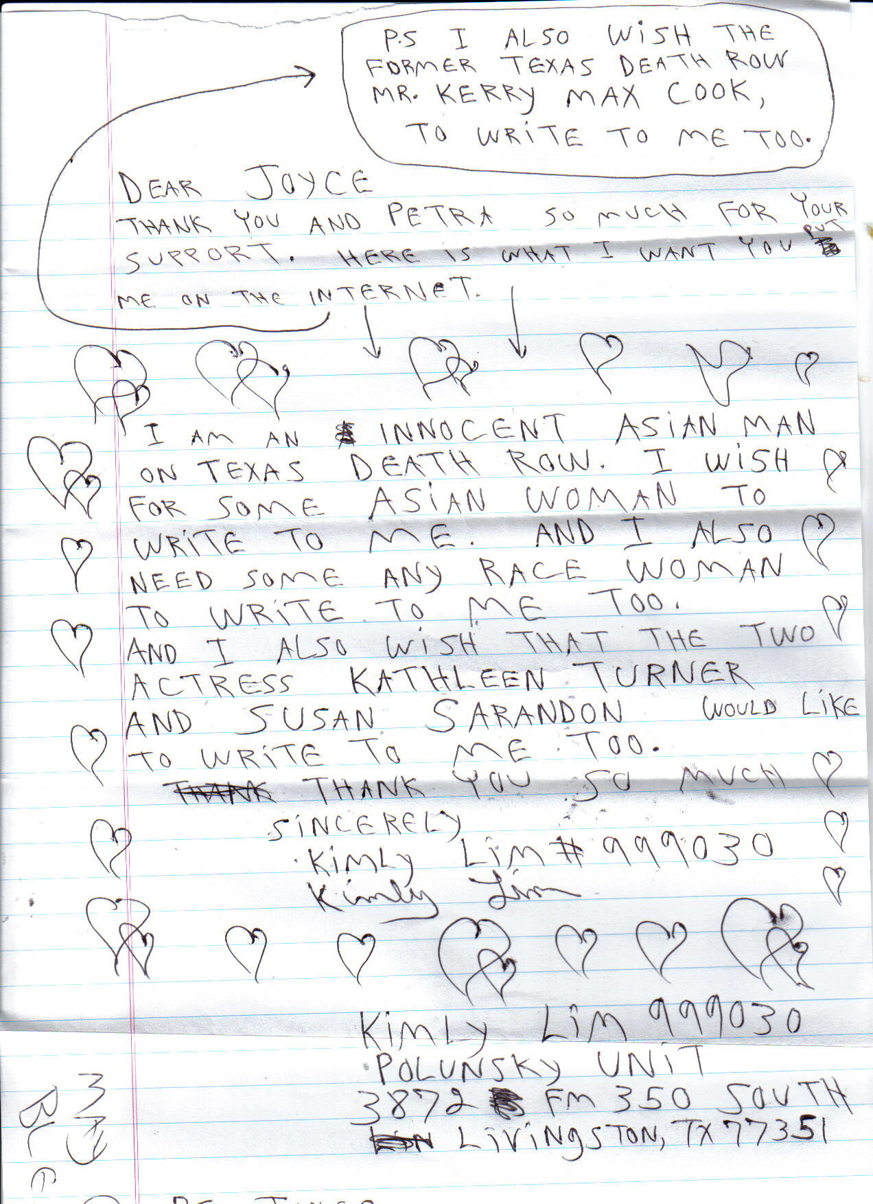 Kim Ly Lim seeks Penpals Death Row Texas