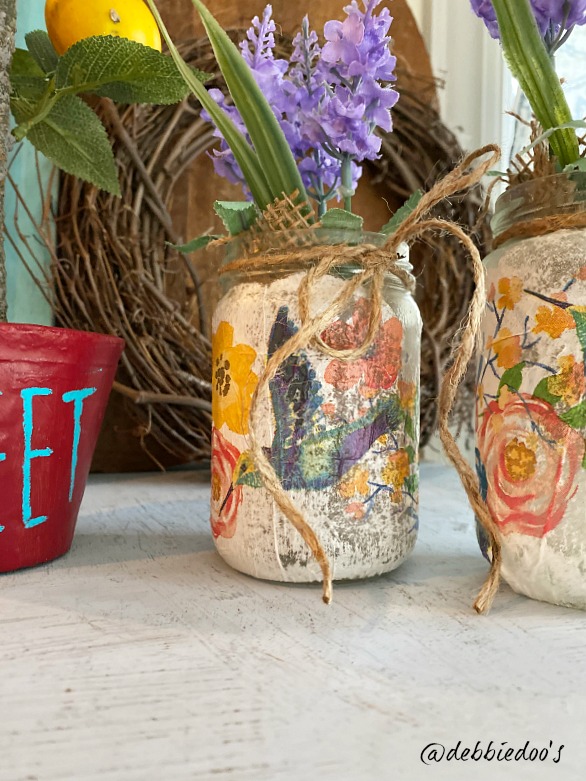 Mod Podge on glass with napkins Debbiedoos
