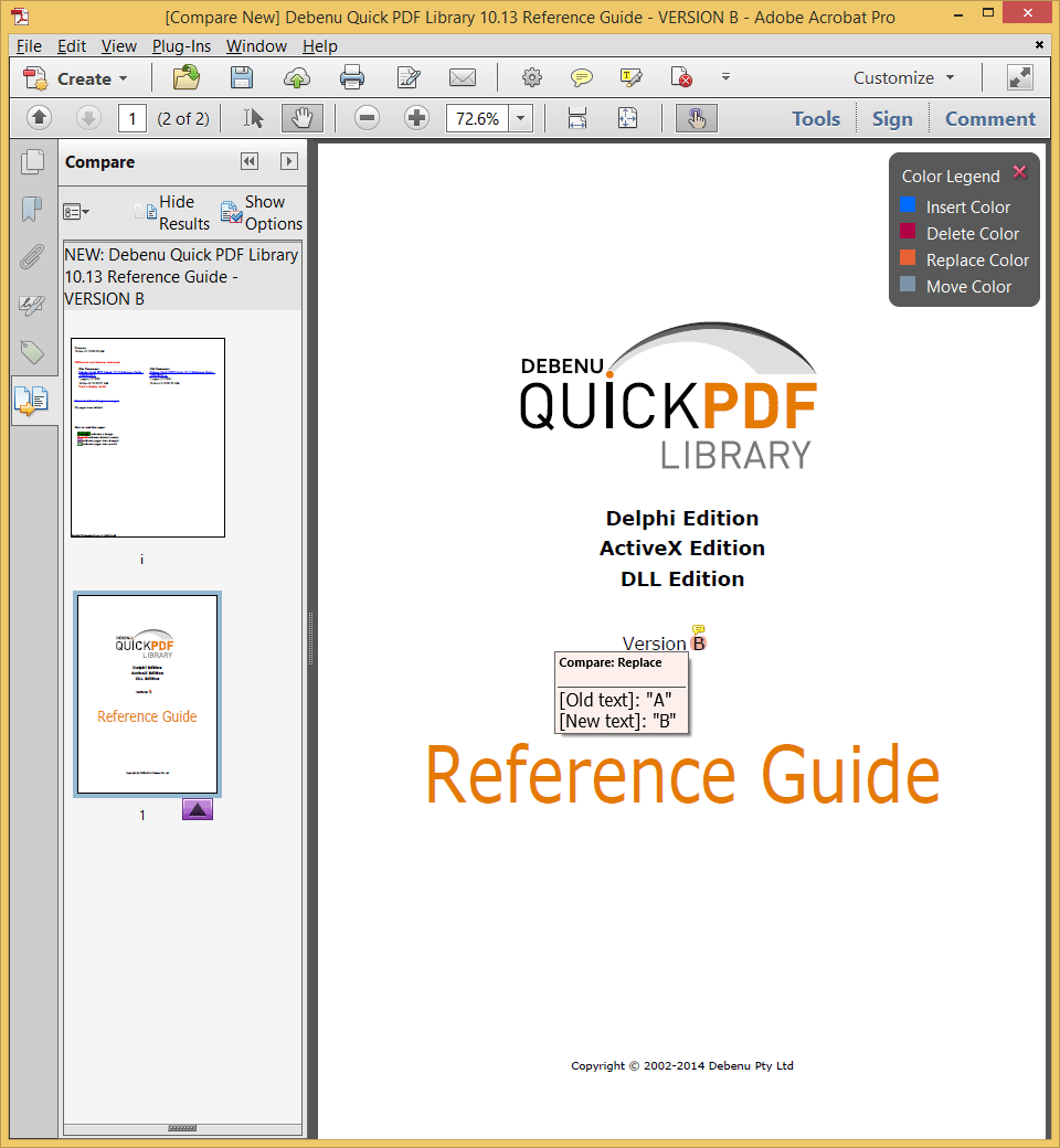 Compare documents with Debenu PDF Aerialist and Acrobat Foxit SDK