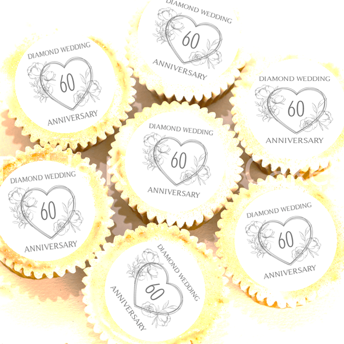 Diamond Wedding Anniversary Cupcake Toppers Debs Kitchen Cakes