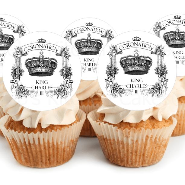 Vintage Coronation Cupcake Toppers 4cm x 24 Debs Kitchen Cakes