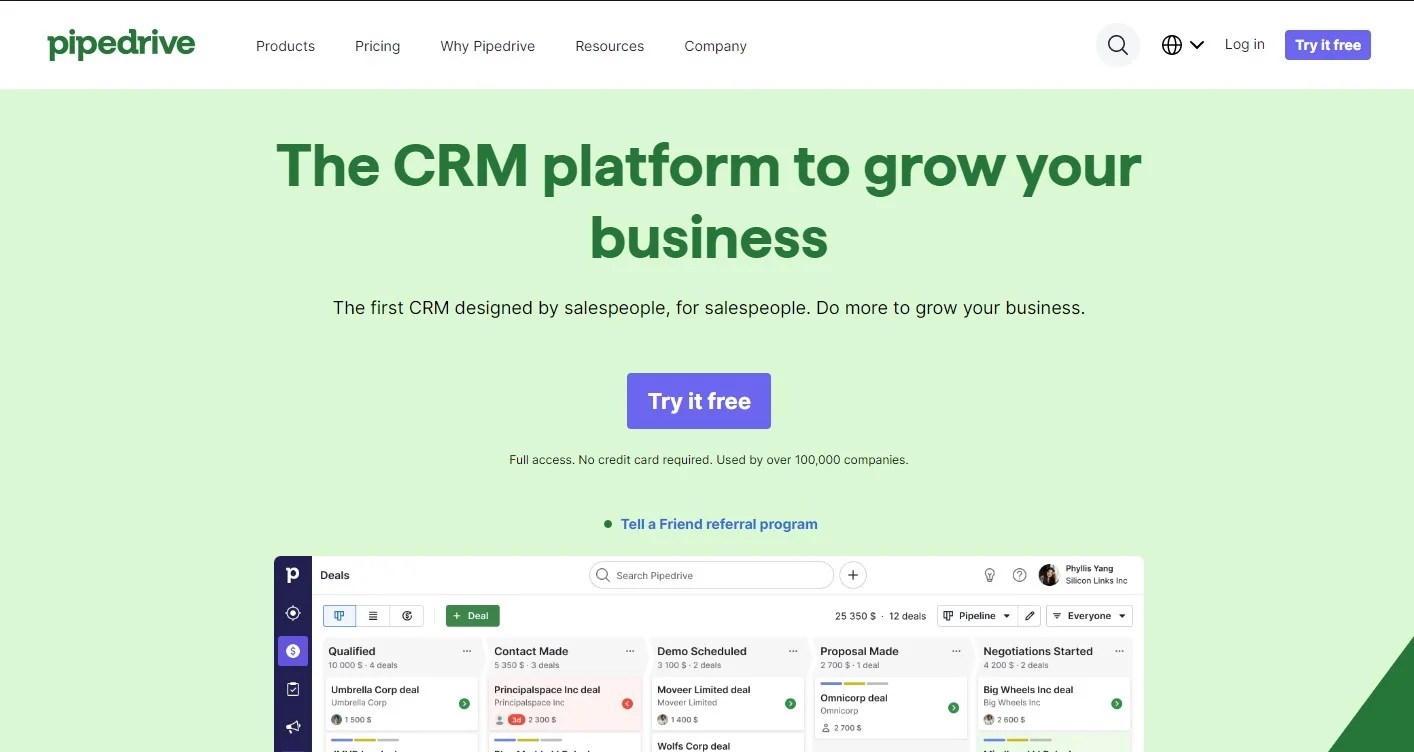 Pipedrive the CRM to try today