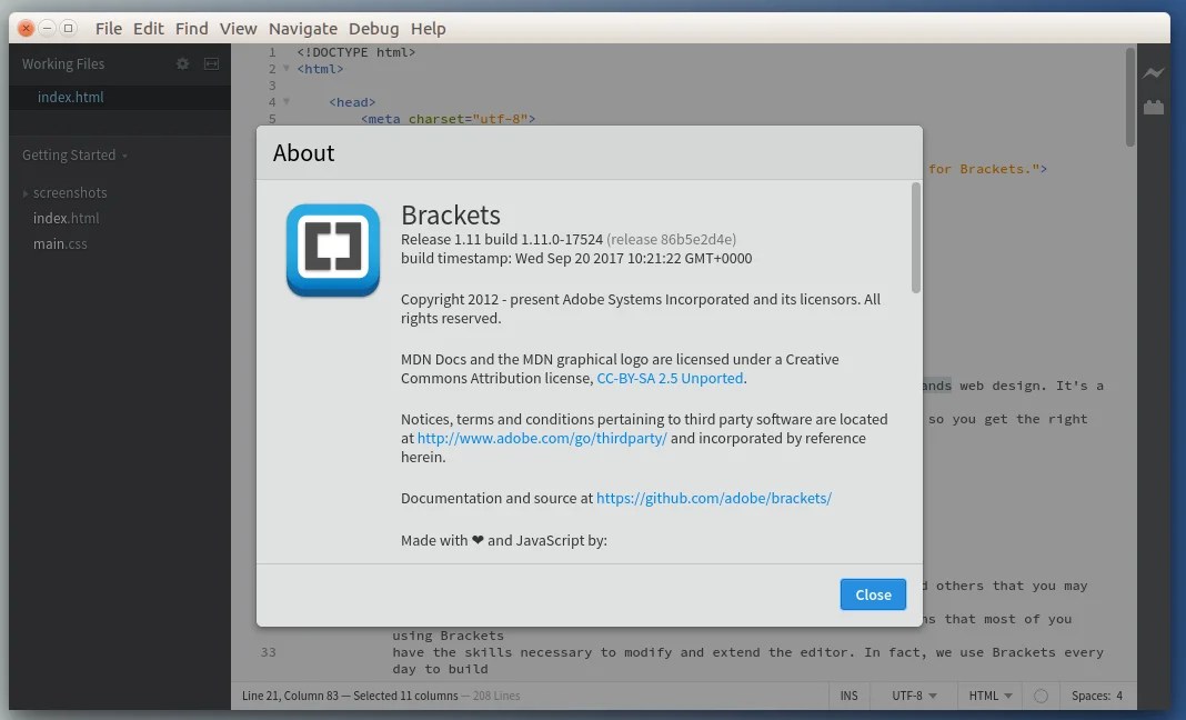 adobe javascript editor brackets