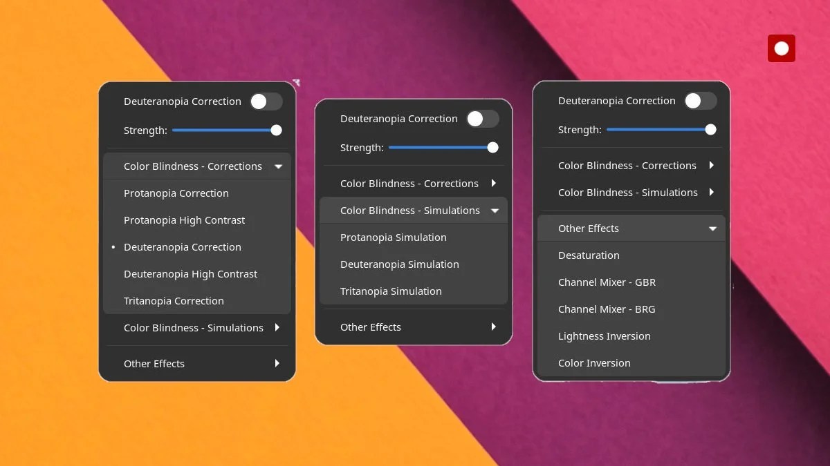 Colorblind Filters GNOME Extension to help Colorblind Users