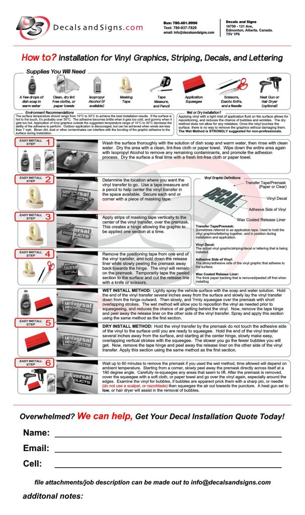 Vinyl Installation Guide Decals and Signs
