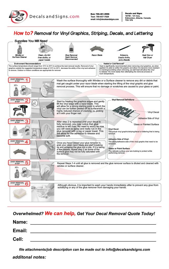 Vinyl Removal Guide Decals and Signs