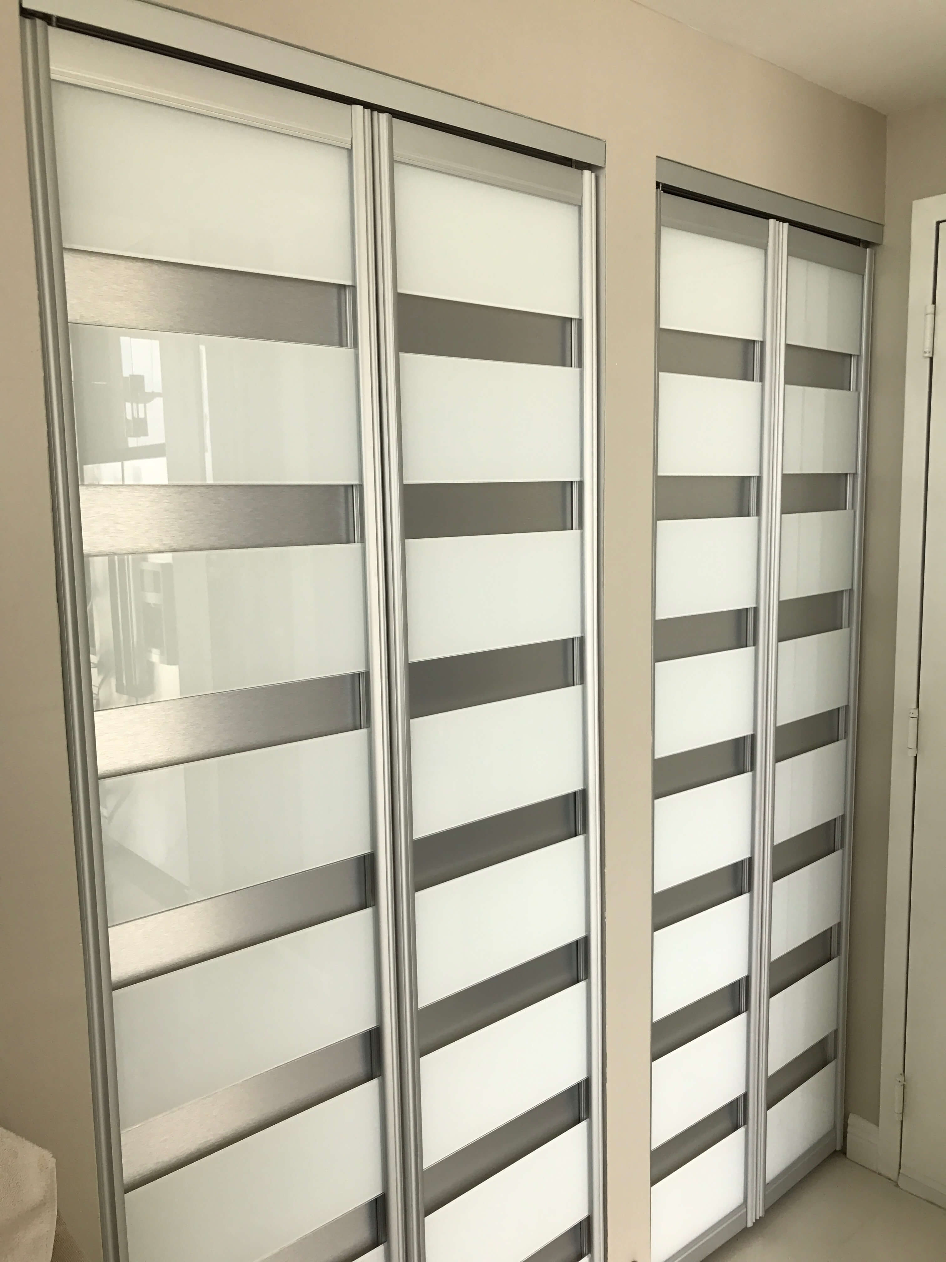 AC doors Bifold Custom made with White Glass Air Conditioning Doors