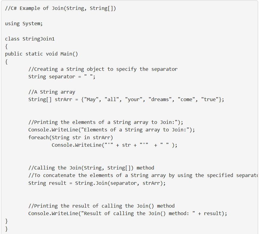 C String Join() method