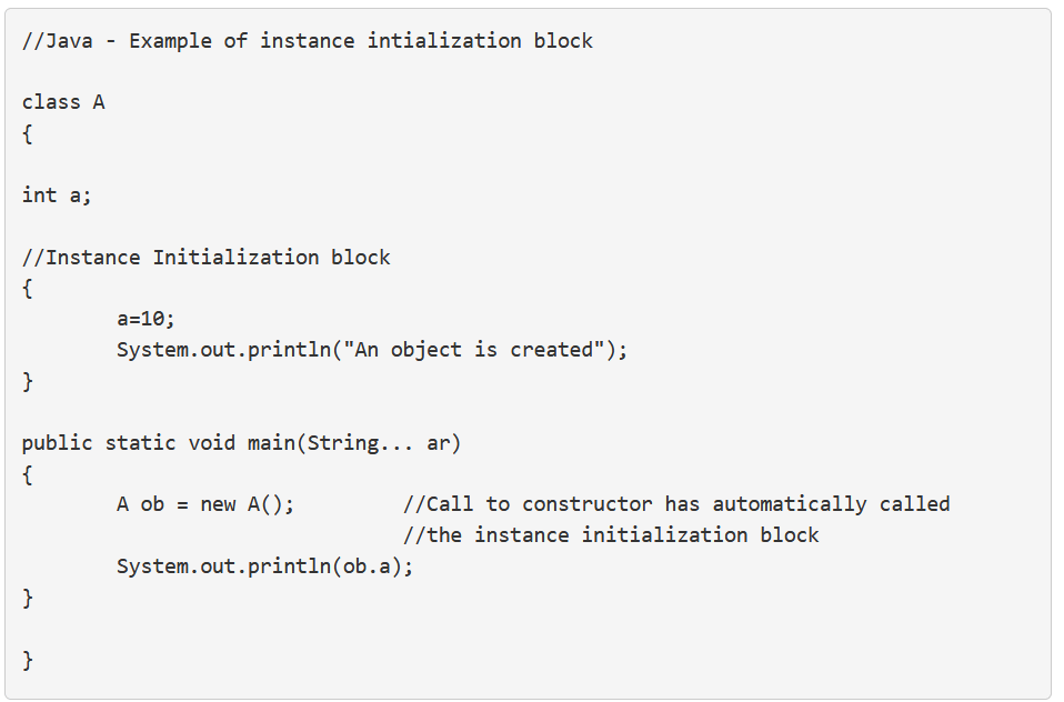 Instance Initialization Block