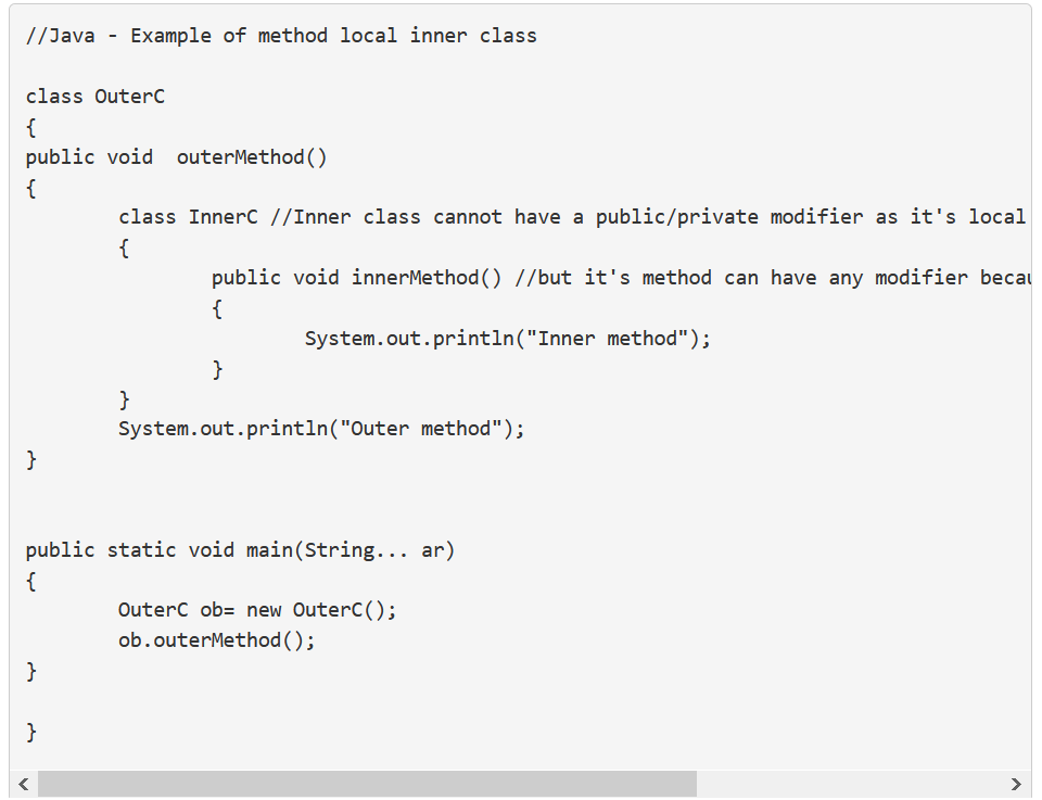 Method Local Inner Class in Java