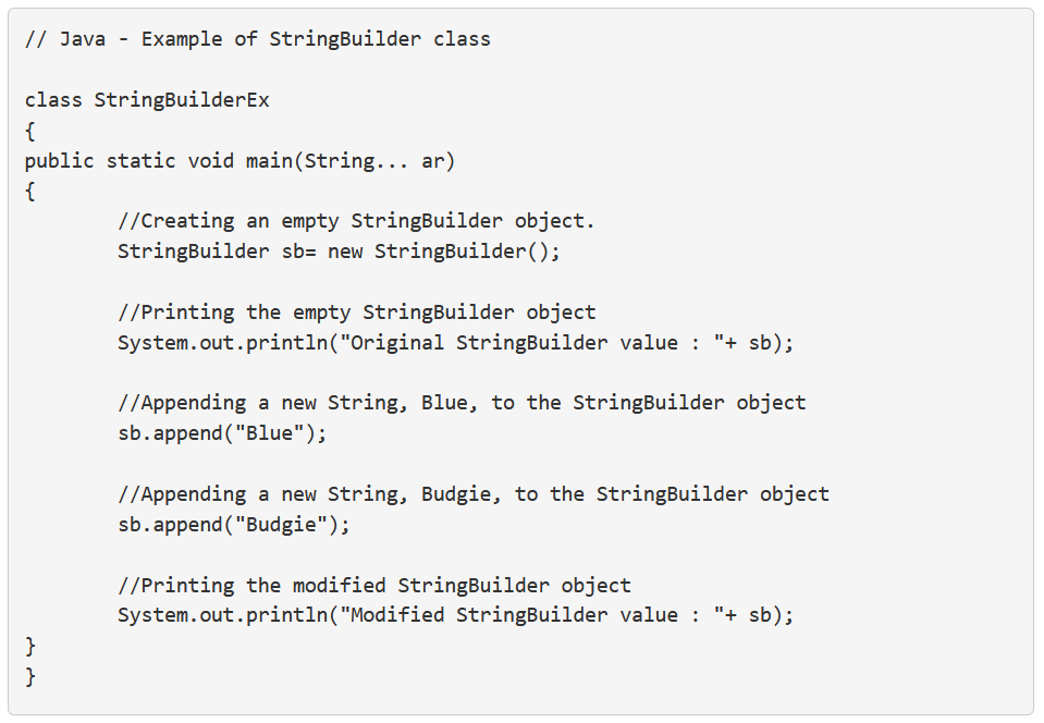 Java StringBuilder Class