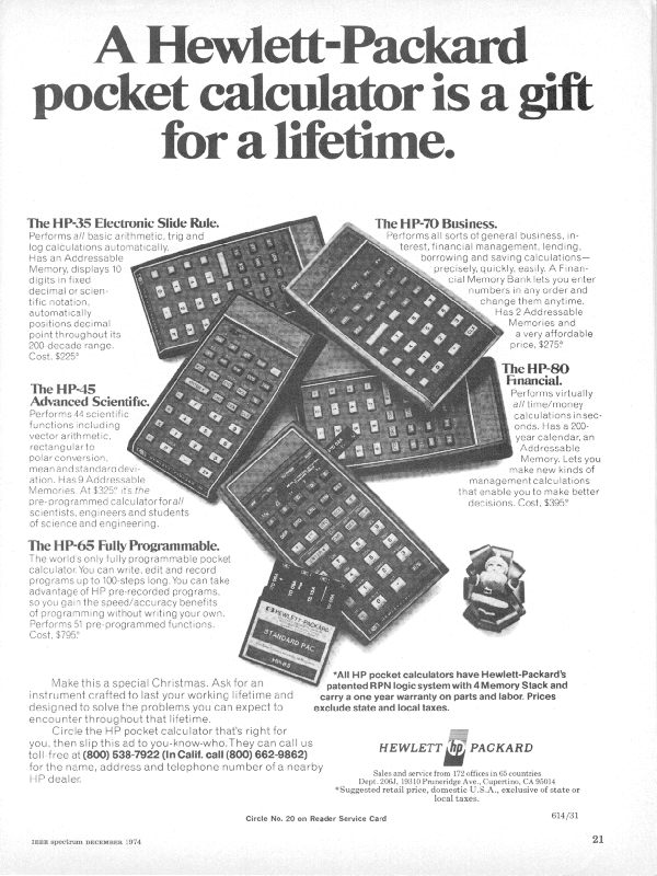 Advertisements for HewlettPackard Calculators
