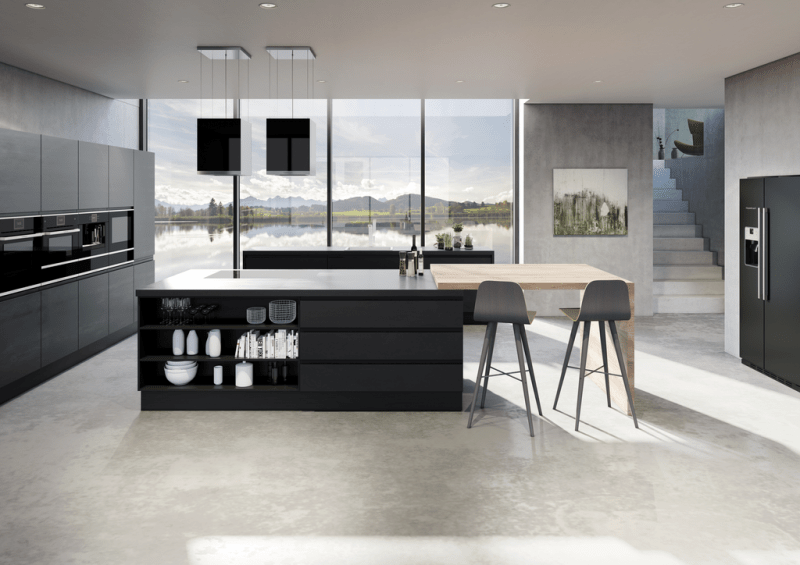 Kitchen island hood, black, 35cm (DI3800.0S)