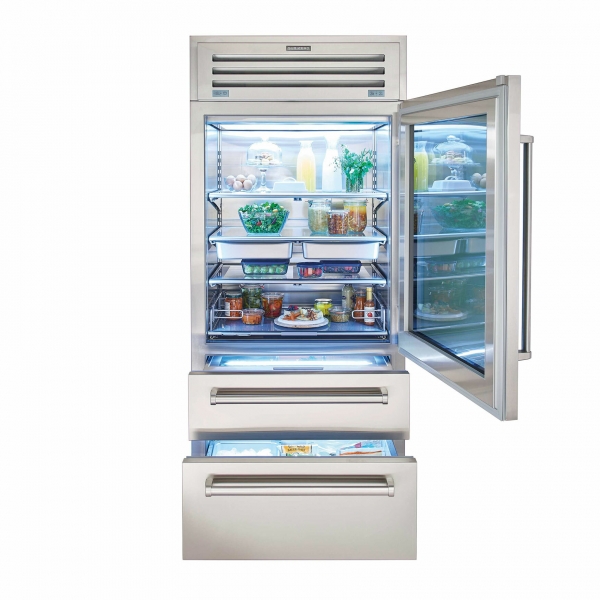 Pro series refrigerator + freezer with glass door, W 91cm (ICBPRO3650G)