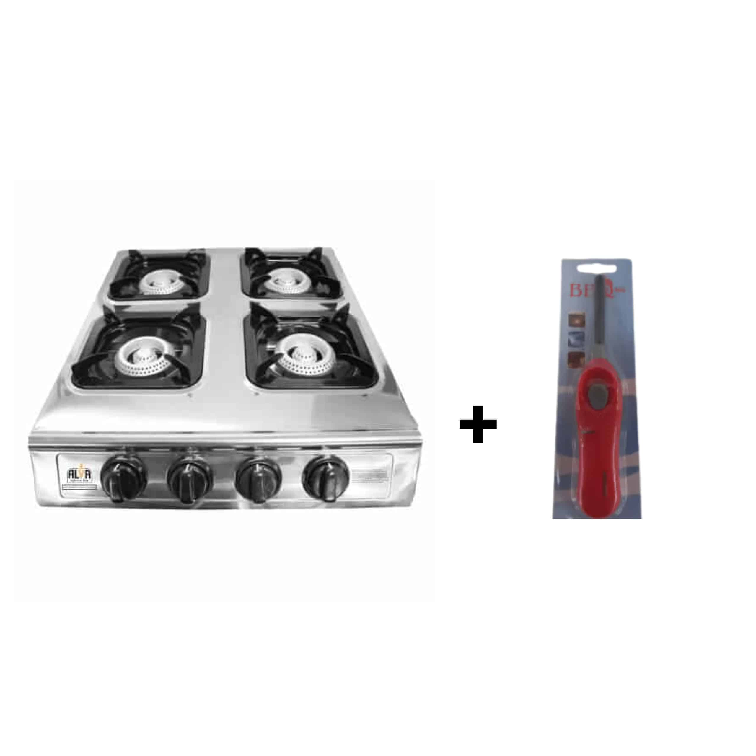 Alva 4 Burner Stainless Steel Gas stove Decor Essentials