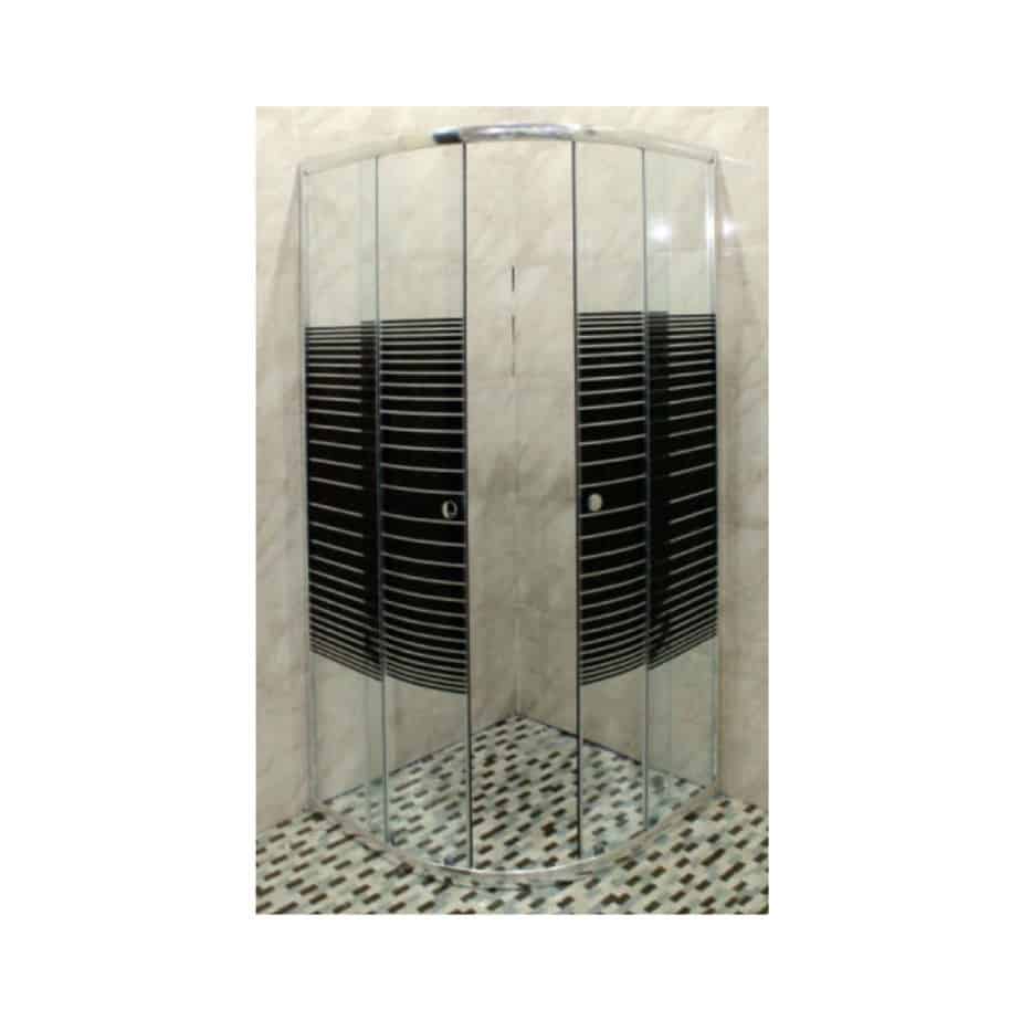 Round Shower Door Black Stripe Glass Decor Essentials